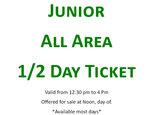 Picture of Junior All Area 1/2 Day Ticket